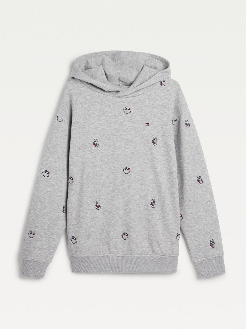 Fiú Tommy Hilfiger Organic Pamut Smiles Hoodies Szürke | HU 2117ILH